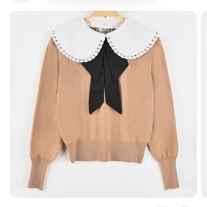 Melange Collar Sweater - Tan